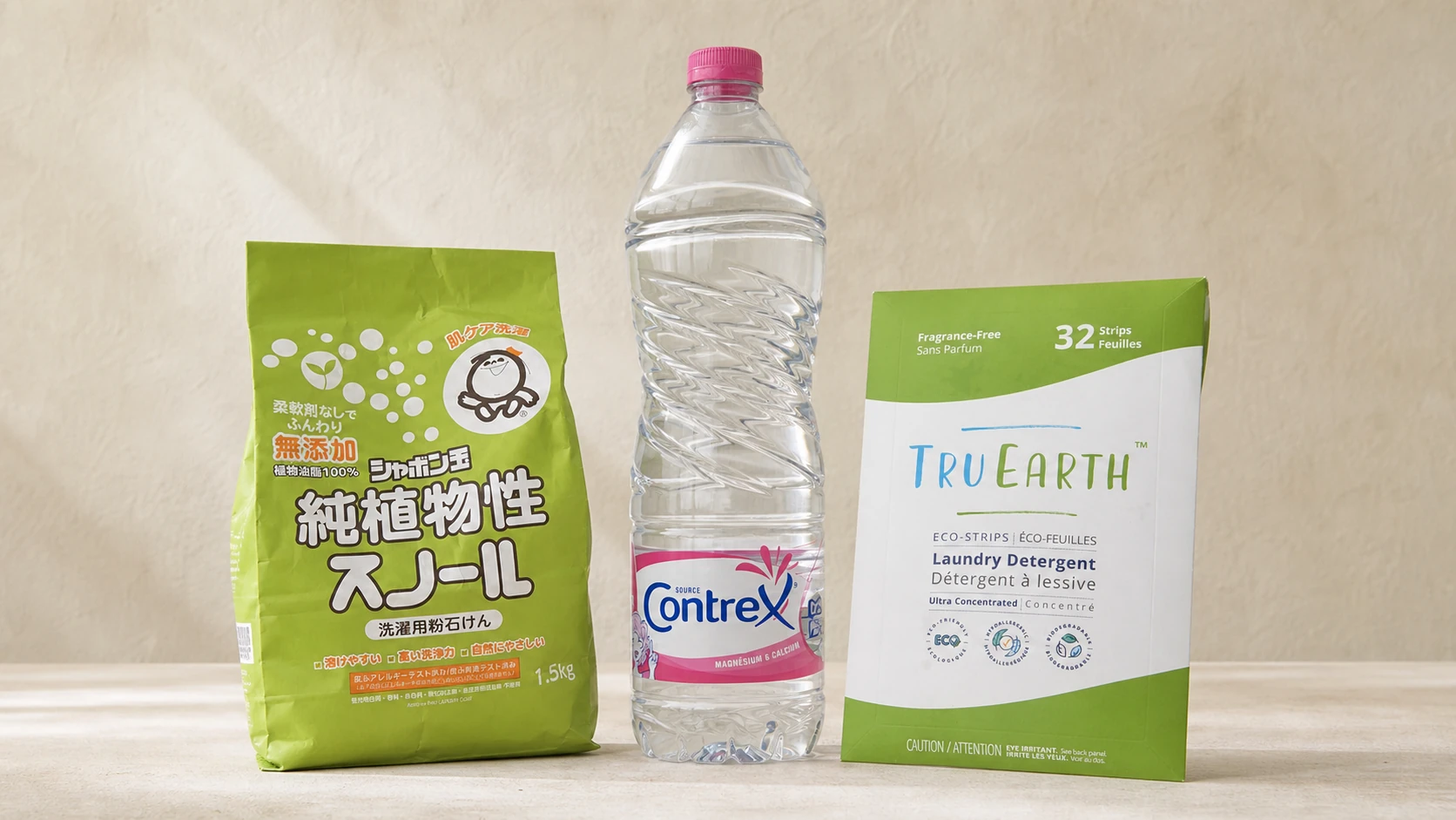 硬水でも洗濯できる?|スノールとTru Earthをコントレックスで試した