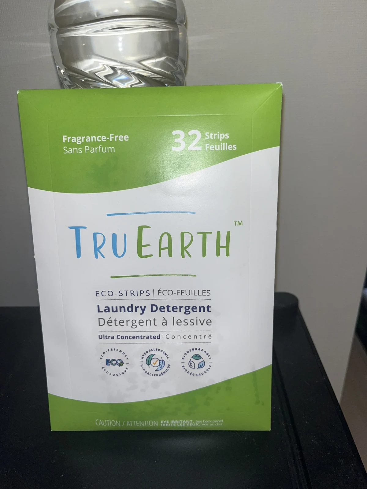 Tru Earth Eco-Strips無香料32枚入りのパッケージ